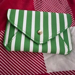 Chic Green and White Striped Clutch